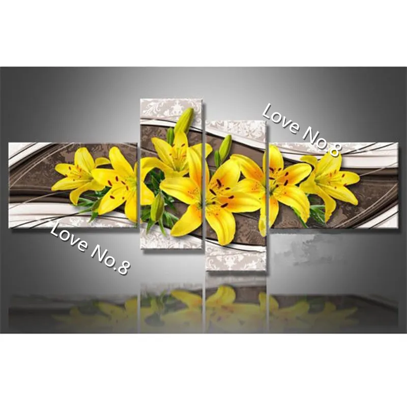 

3D yellow lily needlework diamond painting fully mosaic diamond embroidery flowers multigang figure home decoration set