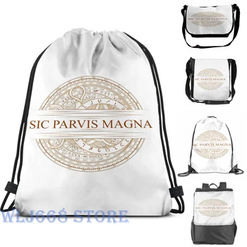 

Funny graphic print shoulder Bags women Sic Parvis Magna - Uncharted Single shoulder backpack travel for men Gym Bag