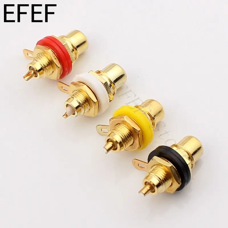 

1pair Gold plated RCA Jack Connector Panel Mount Chassis Audio Socket Plug Bulkhead with NUT Solder CUP Wholesale 2pcs