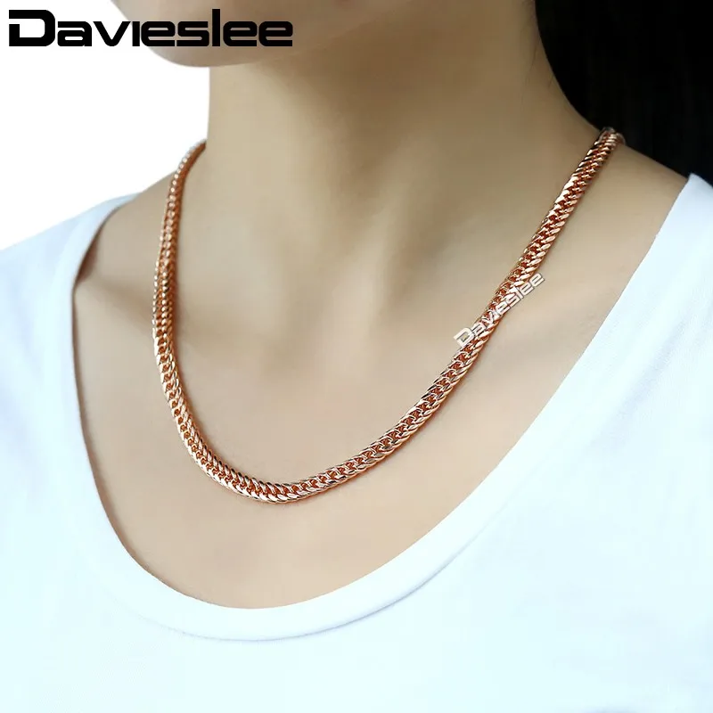 Davieslee 585, розовое золото, заполненное ожерелье для женщин, женская цепочка, ожерелье, панцирное звено,, модное ювелирное изделие 5 мм, 18-36 дюймов, LGN162