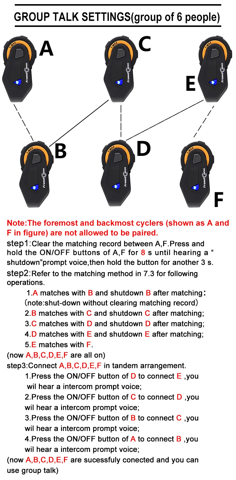 Freedconn T-MAX 6 всадников домофон мотоциклетный шлем домофон BT гарнитура 1000 м Bluetooth мотоцикл casco внутренний телефон версия 4,1