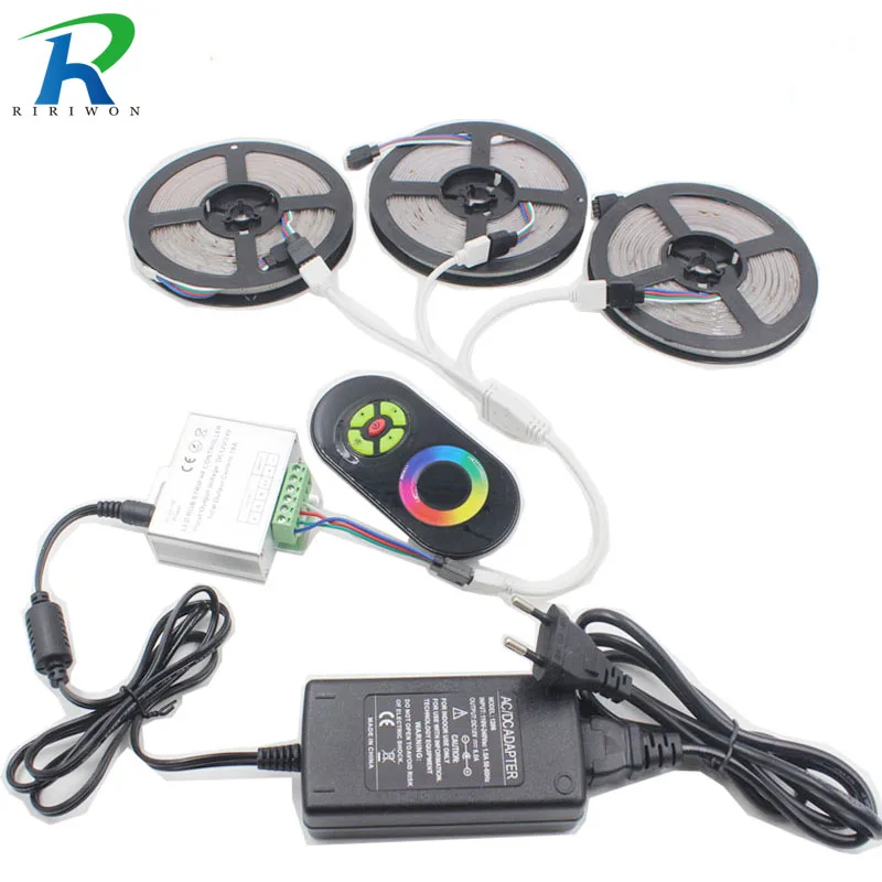 

5050 smd RGB LED Strip Light 30Led/m led light Led diode Tape ribbon waterproof Wireless Touch controller DC12V power supply set