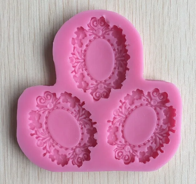 

Free Shipping The New Silicone Cake Mold of West Point Fondant Tool Cake Baking Three-hole Lace Vintage Decorative Mirror A475