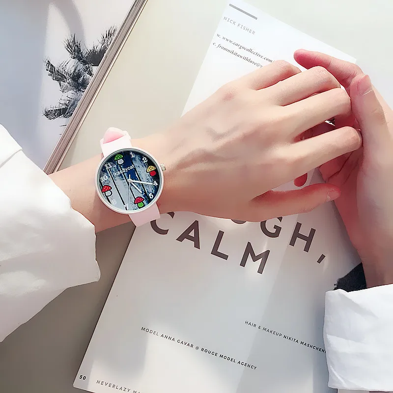 

Low Price Life Waterproof Cartoon Mushroom Children Quartz Watch Silicone Boy Girl Wrist Watches High Quality Kids Childs Clock