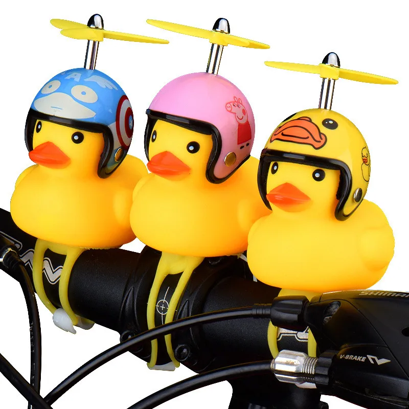 Креативная светящаяся игрушка утка, персональный велосипед, маленькая Желтая утка, пропеллер, шлем, пинч, называется ночник, светильник, игрушка для детей - Цвет: C- 2 PCS