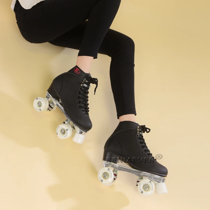 Girl's Rink Skates Roller Skates black skating shoe White wheels black boot free shipping Girl's Rink Skates Roller Skates black skating shoe White wheels black boot free shipping