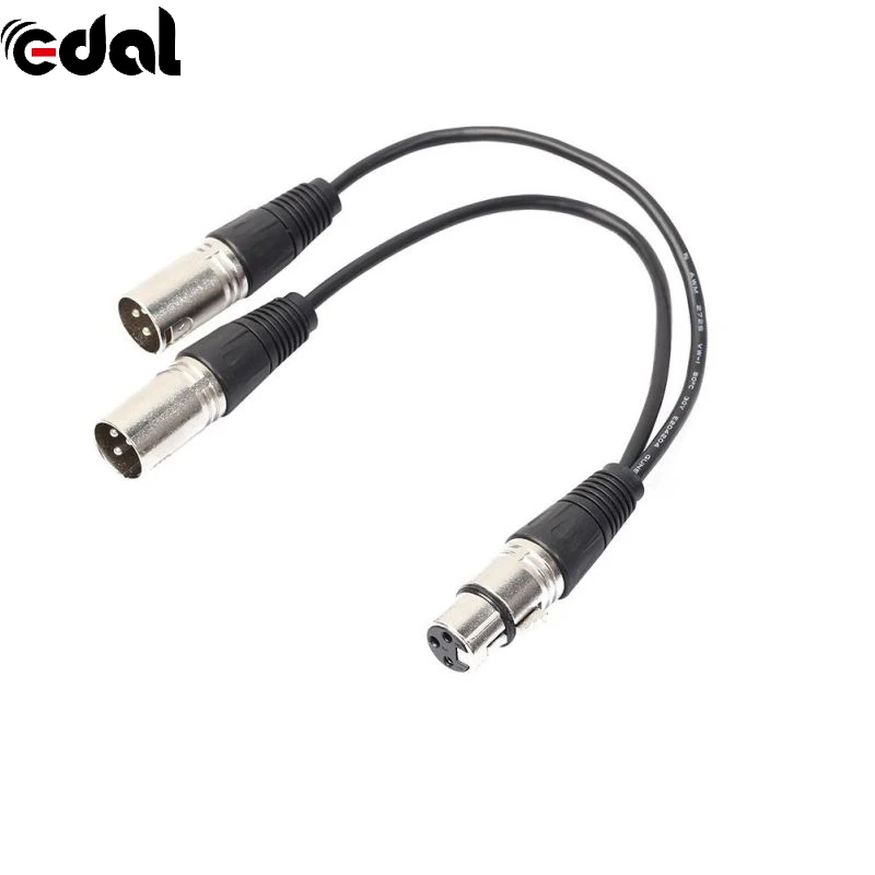 EDAL 3Pin XLR Female Jack To 2 Male XLR Plug Y Splitter Adapter Cables MIC Microphone Audio