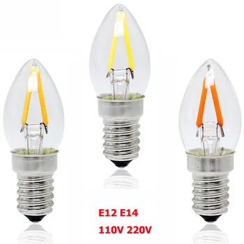 

20pcs Mini C7 2W LED E12 E14 Dimmable Filament Bulb Candelabra Base Refrigerator bulbs Corn bulb 100v 110V 220V Red Warm White