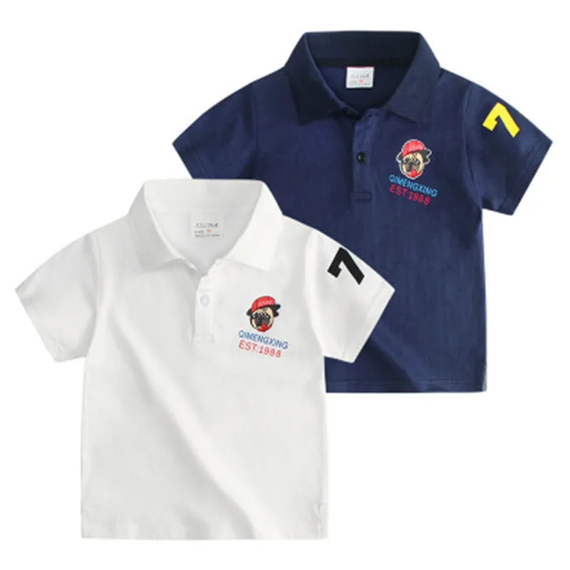 

2019 New Summer Kids Polos Shirt Short Sleeve Shirt For Boy Lapel Casual Cartoon Printing Handsome Cotton Tops Shirt For Kids