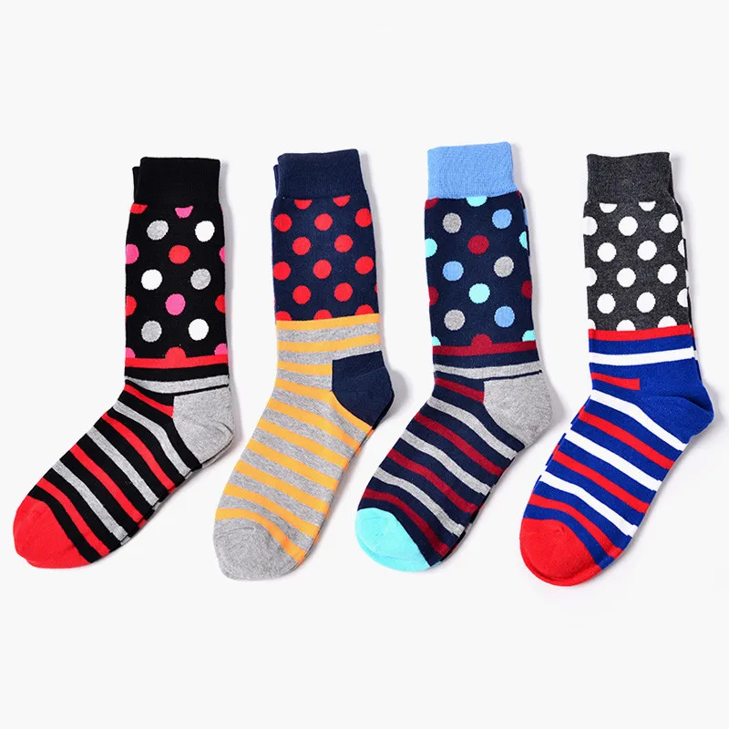 4 пар/лот хлопковые мужские носки в стиле ретро с принтом Веселые Happy Sox Харадзюку