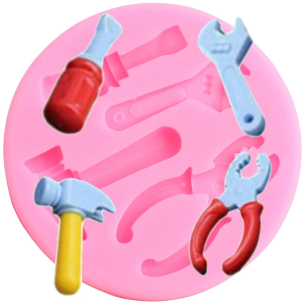 silicone cake fondant mold topper hammer spanner tools diy baking mouldju