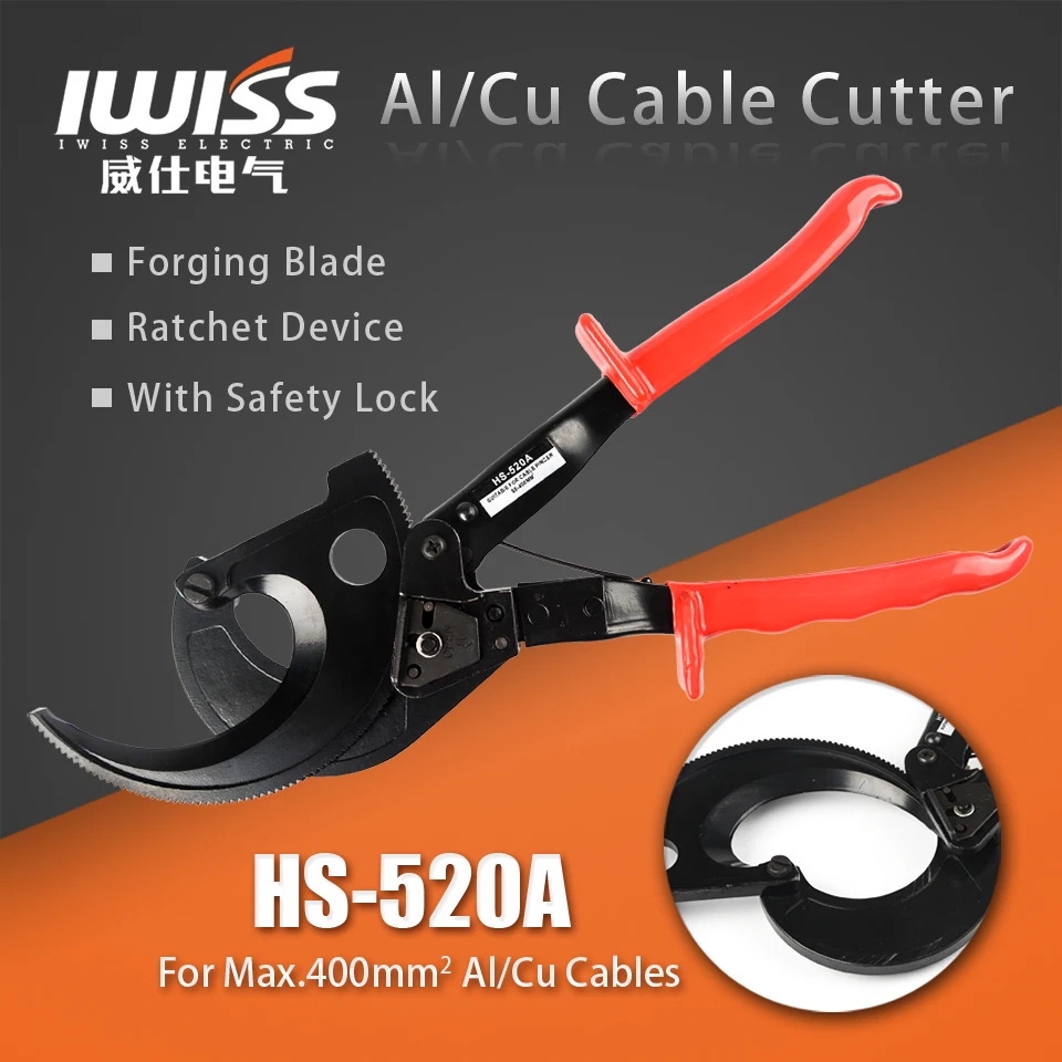 IWISS храповой резак для кабеля инструменты HS-520A HS-325A Диапазон резки Макс. 400 мм/240 мм2 не для резки стали или стальной проволоки