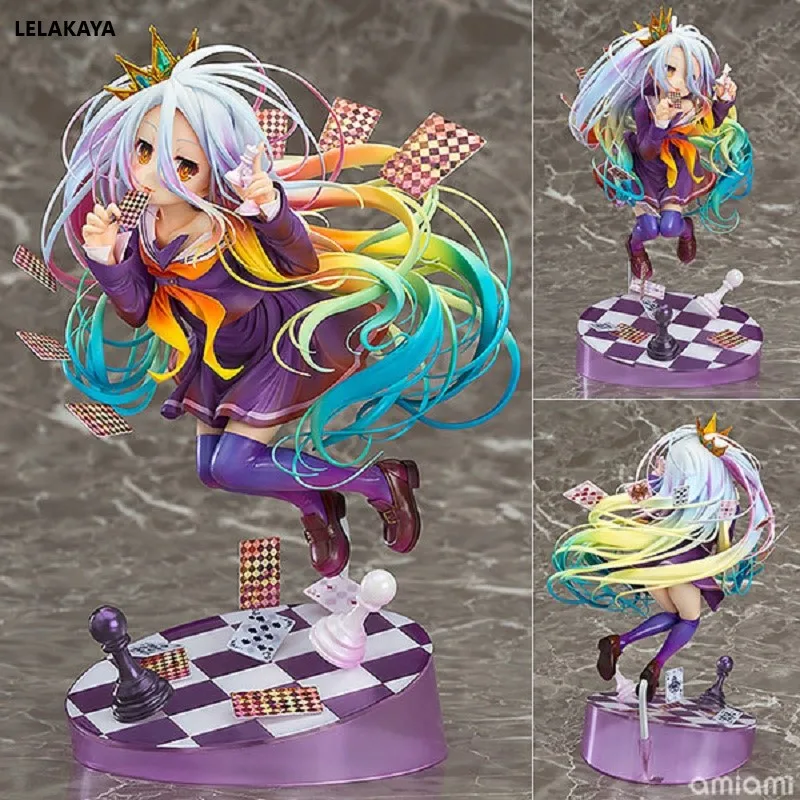 

19cm Anime NO GAME NO LIFE Action Figure 3 Generation Shiro Poker Cards Ver Model 1/8 Scale Painted Sexy Girl Brinquedos Doll