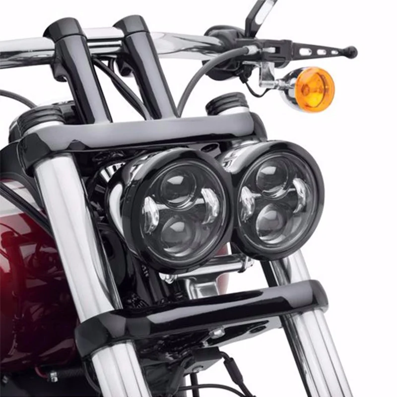4.65 Dual LED Headlights for Harley Dyna Fat Bob  (11)