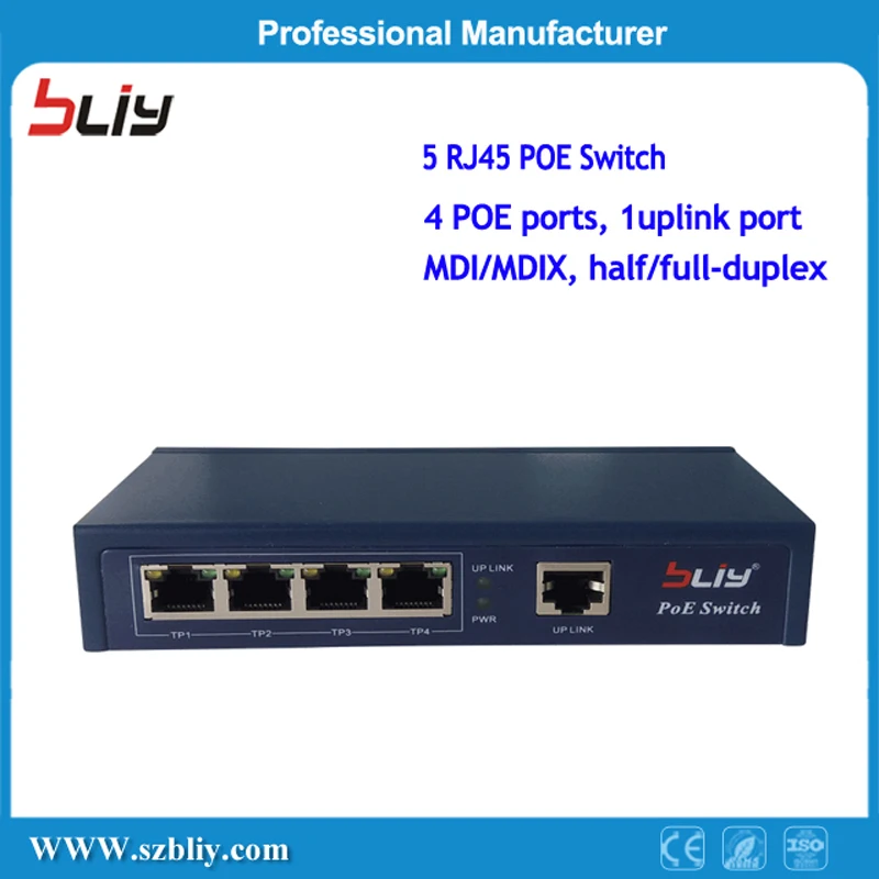 100Mbps 5 Port 48v POE Passive Switch Outdoor 4 RJ45 Port 1 Uplink Oem