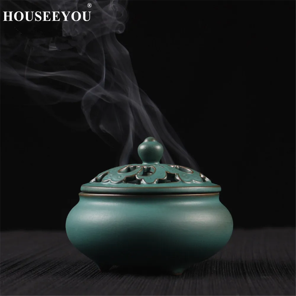 HOUSEEYOU красочные катушки благовоний горелка керамический держатель для ароматических палочек кадильница для ароматерапии для дома буддистский храм - Цвет: Green