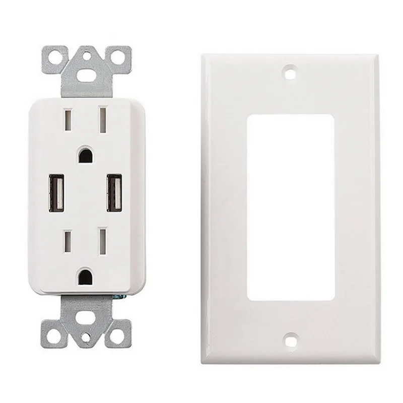 

MG-007 2.4A Dual USB Wall Charger 2 Port Outlet Panel Power Adapter Socket US Plug --M25