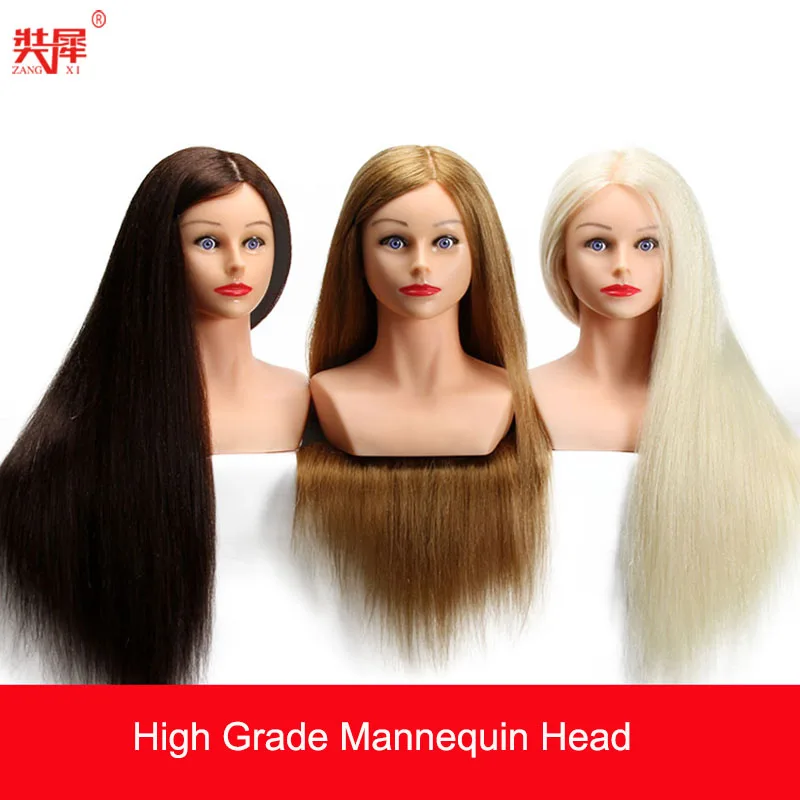 

24"High Grade 80% Real Hair Hairdressing Head Dummy Nice Dolls Blonde Hair Training Head With Shoulder Mannequin Head With Hair