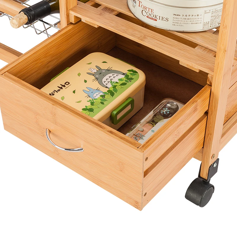 Simple fashion Moveable Kitchen Cart with Stainless Steel Table Top Kitchen organize storage cabinet Home furniture