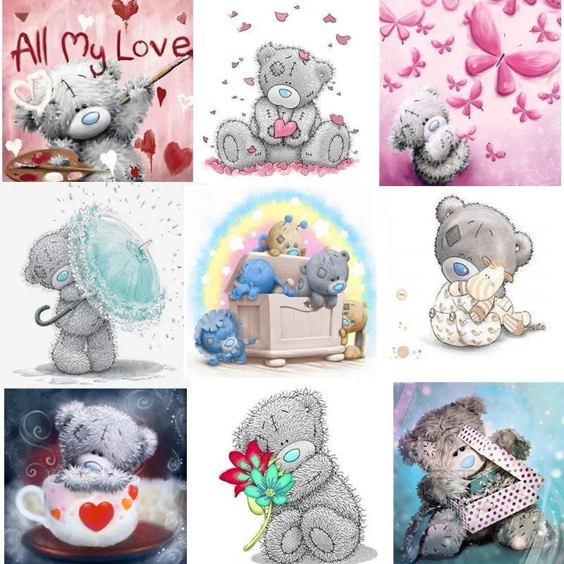 

5d Diamond Painting New Arrivals Cross Stitch Bear Set Resin Diamond Embroidery Cartoon Round Diamond Love Heart