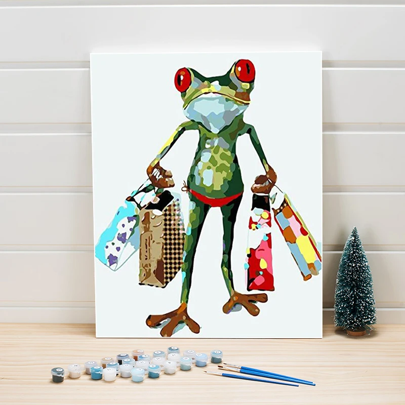 

Painting By Numbers Cartoon Anime Frog 40x50cm Acrylic Paint Number Package Canvas Color Arts Wall Pictures For Living Room Kids
