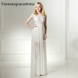 Forevergracedress фактические фотографии белый Цвет вечернее платье Новый иллюзия Средства ухода за кожей шеи без рукавов официальная Вечеринка
