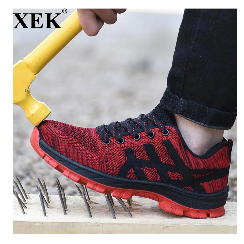 Protéger De Sécurité Xek Mode Chaussures Hommes Anti Bas Noir Couvre D'été Bottes Travail ardoisé En Respirant Wyq18 crevaison Acier rouge Orteil Outillage 7y6bfvYg