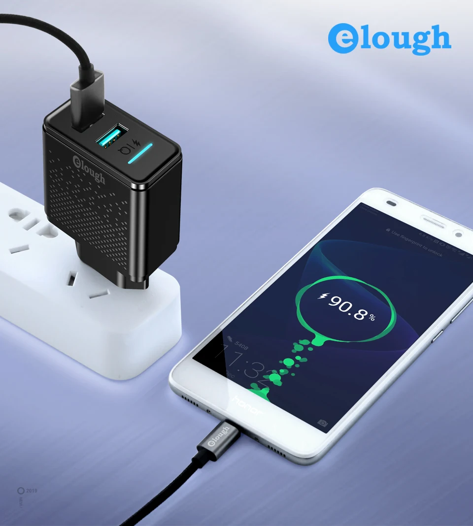 Elough USB зарядное устройство для телефона Dual EU USB зарядное устройство Блок штекер 2.4A Быстрая Зарядка адаптер для cargador usb зарядка