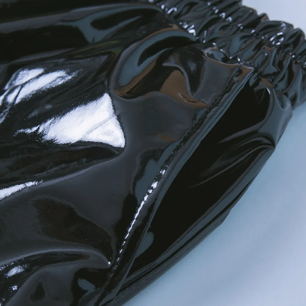 Лакированная кожа pu Брюки Мода эластичный пояс брюки 2018 был тонкий хип-хоп Досуг блестящие искусственная кожа расклешенные брюки wj1823