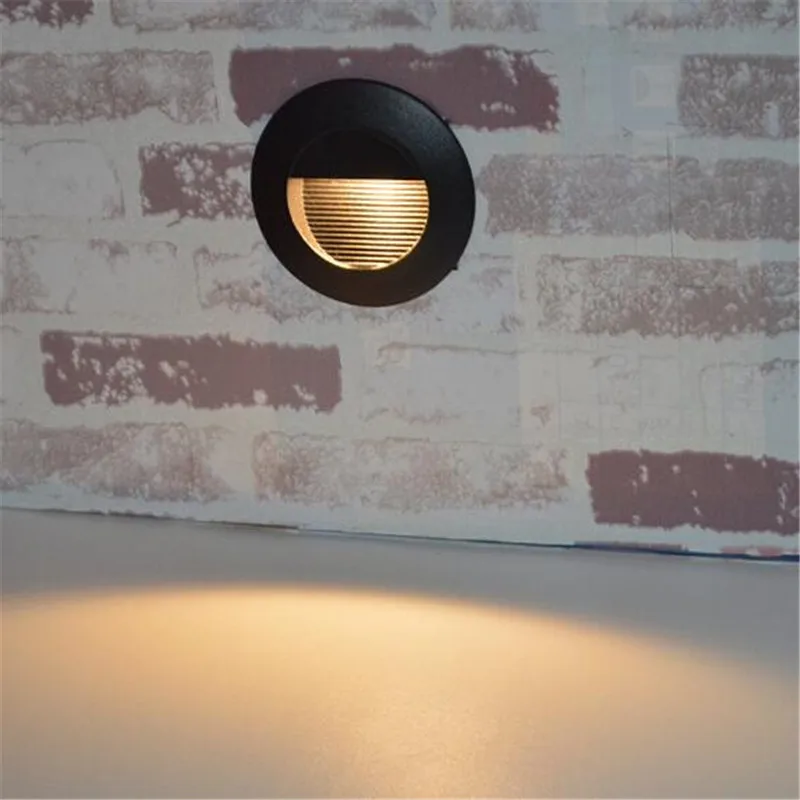 Kenlux Round Led stair light step lights 3W COB 85*85mm AC85-265V outdoor & indoor waterproof Fashion recessed wall lamp