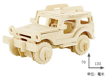 DIY Дети 3D деревянные пазлы животных модель самолета сборки строительные наборы Развивающие игрушки для детей - Цвет: Jeep
