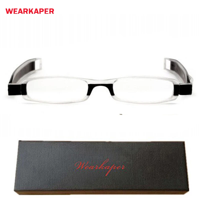 WEARKAPER титановые регулируемые мужские и женские очки для чтения с поворотом на 360 градусов, черная оправа TR90, складные очки с ручкой, чехол 1-4,0 - Цвет оправы: Черный