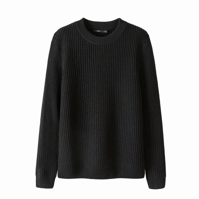 SEMIR осенне-зимний модный мужской свитер теплый толстый облегающий Мужской пуловер трендовый вязаный жаккардовый мужской свитер 10 цветов - Цвет: black