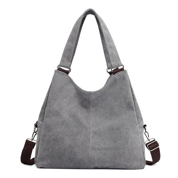 Новинка, женская сумка через плечо, женская сумка Хобо, сумка-тоут, женская сумка через плечо, сумка-мессенджер, высокое качество, Холщовый кошелек - Цвет: Серый