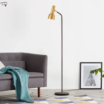 

Nordic Ins Floor Lamp Brass Led Marble Base Living Room Bedroom Study Simple Modern American Creative Decoration Standing Lights