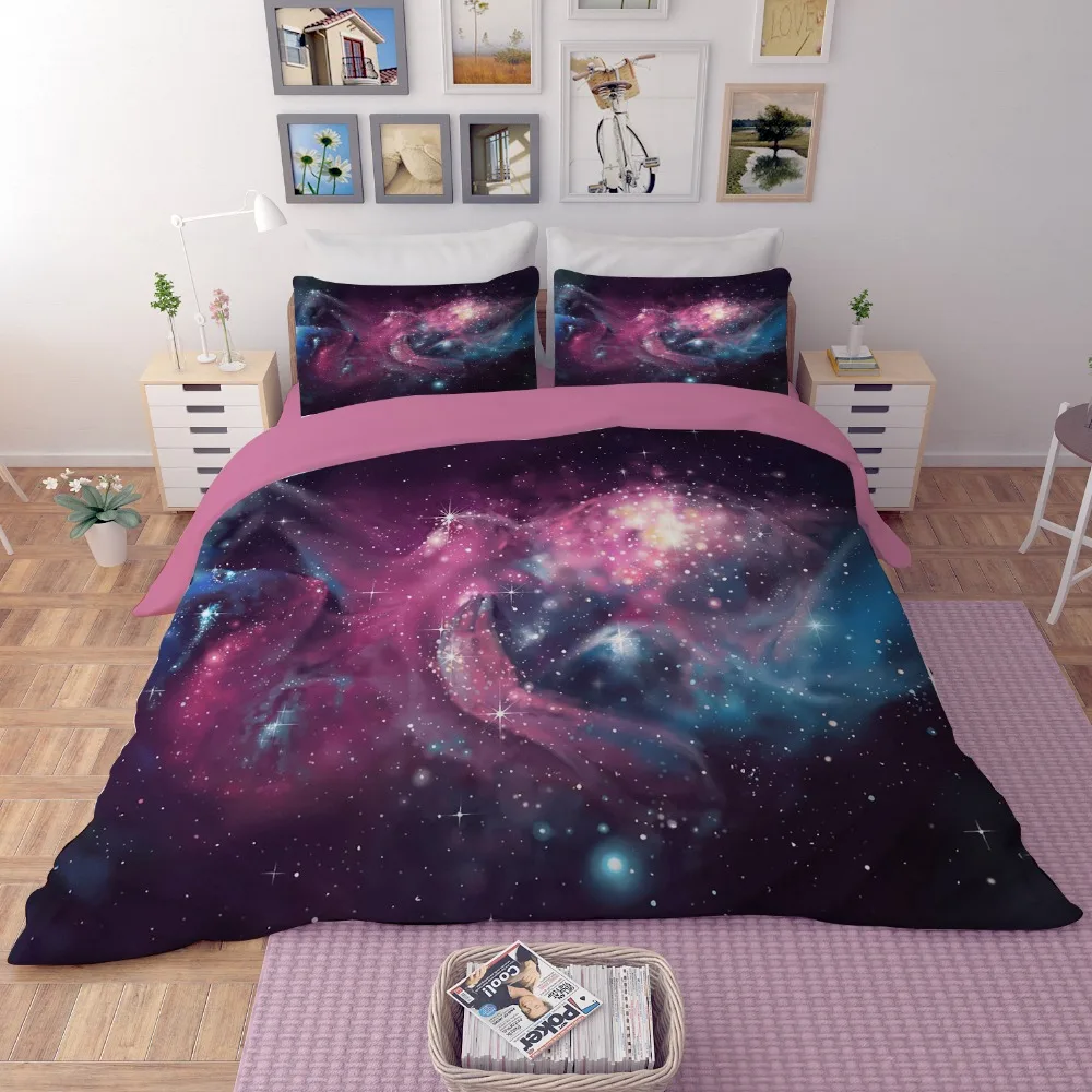 Комплект постельного белья Moon Star Galaxy двуспальный комплект из 3 предметов с 3d