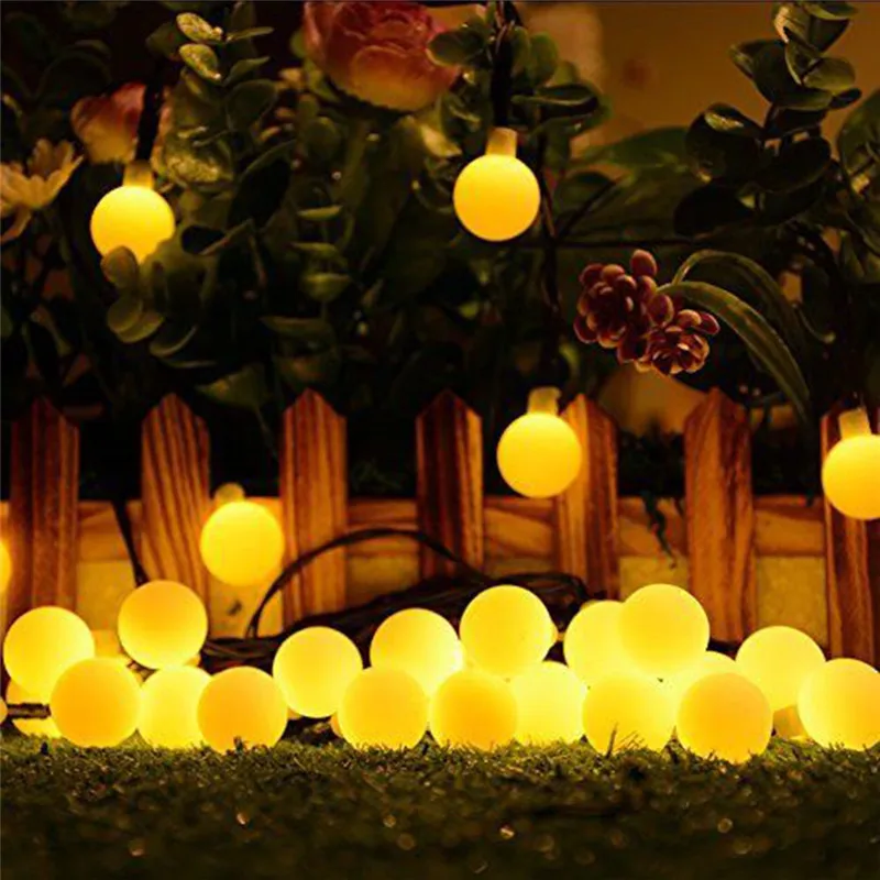 50 светодиодный S маленький белый шар Солнечная лампа 10 м мощность светодиодный гирлянда сказочные огни гирлянды на солнечной энергии Сад Рождественская вечеринка Декор для улицы