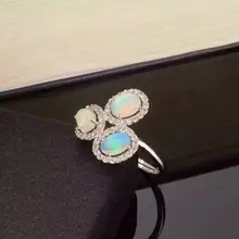 Natural opal gem ring Natural gemstone ring S925 sterling silver ring trendy Elegant Lovely Tricyclic round women gift Jewelry