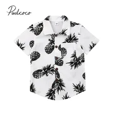 Г. Летняя одежда для малышей От 1 до 6 лет, детские футболки с ананасом для маленьких мальчиков, хлопковая одежда с короткими рукавами на пуговицах для малышей Топы, одежда