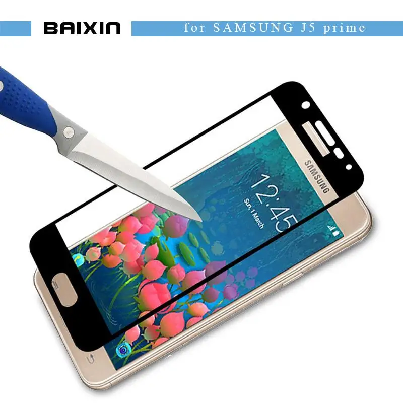 

baixin Screen Protector for Samsung Galaxy j5 prime On5 2016 9H Tempered Glass Full Cover j5 prime G570F Soft Carbon Fiber Film