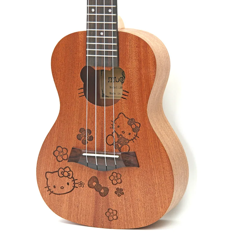 2" концертный Sapele Ukulele мультфильм 4 струны Гавайи мини маленький guita путешествия ukelele Акустическая гитара Ukefor детский концерт - Цвет: Kitty