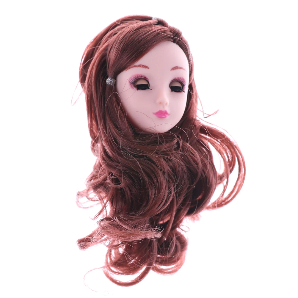 1/6 Оригинальная кукла голова для DIY подарок кукла аксессуары девушки 4D глаза кукла голова длинные волосы - Цвет: Brown
