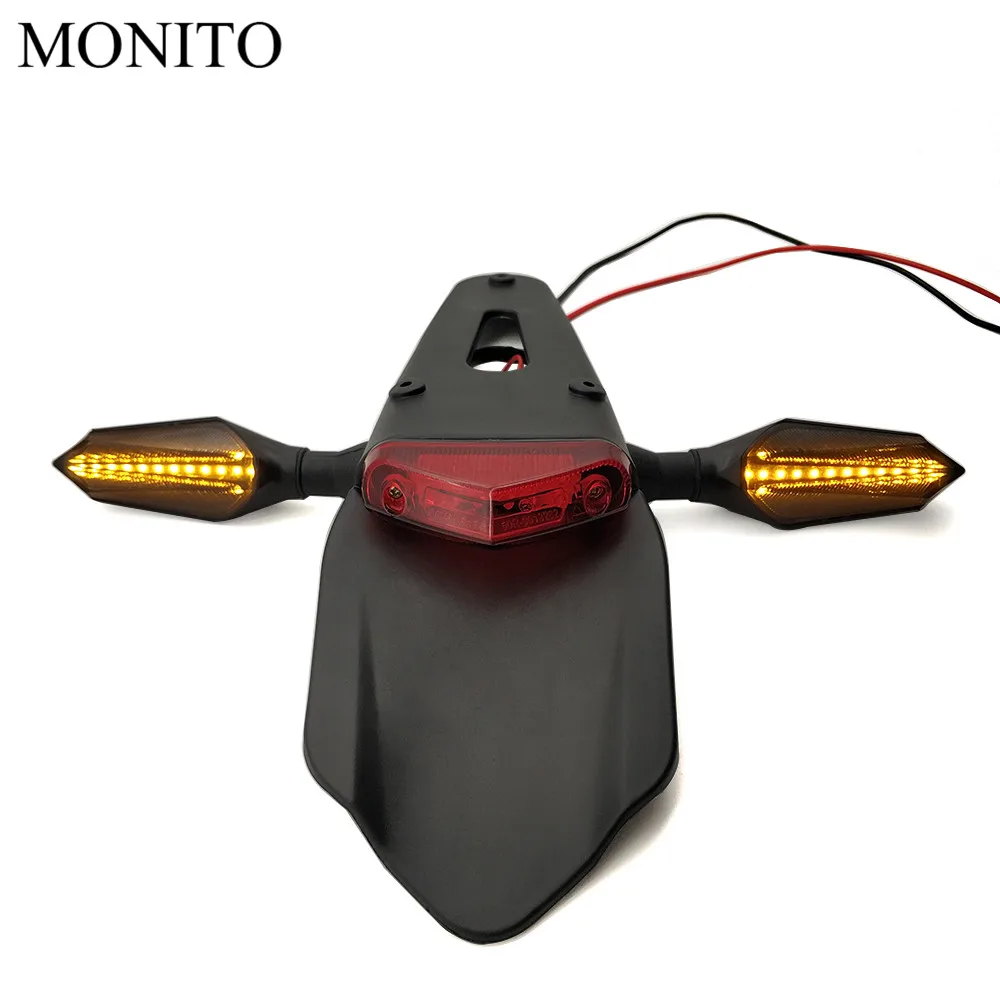 Red and Yellow Turn Мотоцикл задний фонарь Enduro Байк заднее крыло стоп сигналы для YAMAHA XT250 TRICKER DT230 DT 125 230 Ланца KAWASAKI - Цвет: Red and Yellow Turn