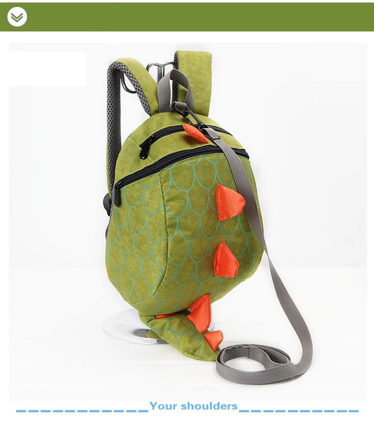 Hot Sale Dinosaur Design Children School Bag Green Display