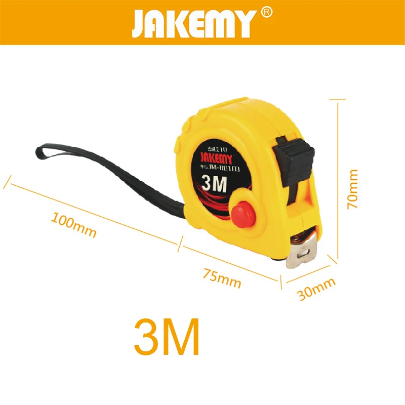 JAKEMY Retractable Rule Anti- Friction Tape Measure Tools Steel Measuring Tape