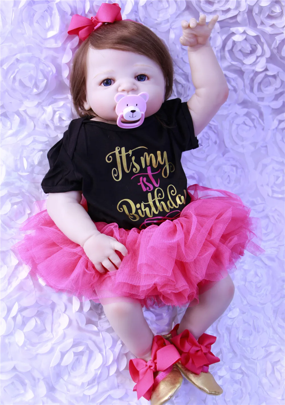 

23" Full body silicone vinyl reborn Toy Lifelike princess Real touch bebe alive infant doll baby Child play house brinquedos
