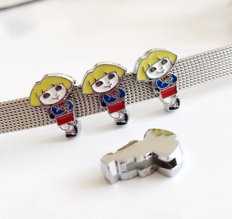 

10pcs, DIY accessory, Little Girl Slide Charm Bead DIY 8MM Pet Collar Wristband