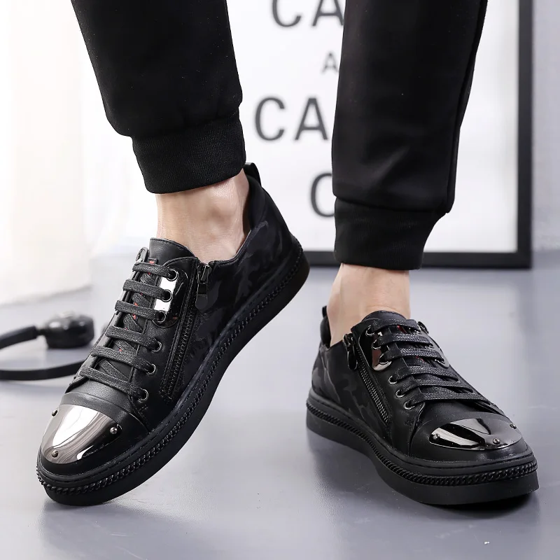 

Luxury 2018 Famous Brand Designer Fashion Men Metal Toes Shoe Leather Men Casual Shoes Dress Men Flats Loafer Shoes