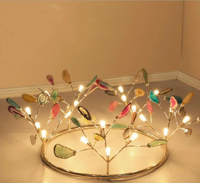 

Creative Simple Colorful Agate Firefly Chandelier Luminaria Led Chandelier Lustre Chandelier Lighting Lamp Dining Living lantern