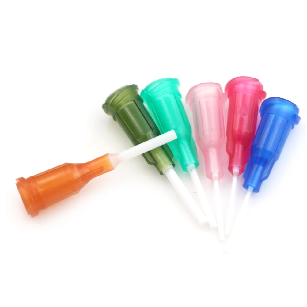 

6pcs 14-25Ga DIY Plastic Mixed Syringe Needle Tips Blunt Dispensing Syringe Flexible Tip For Glue Dispenser